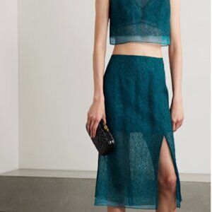 NWOT Jason Wu Collection Double-layered Turquoise Silk Midi Skirt S $1,935